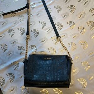 Steve Madden Black Structured Crossbody Bag with Metallic Accents